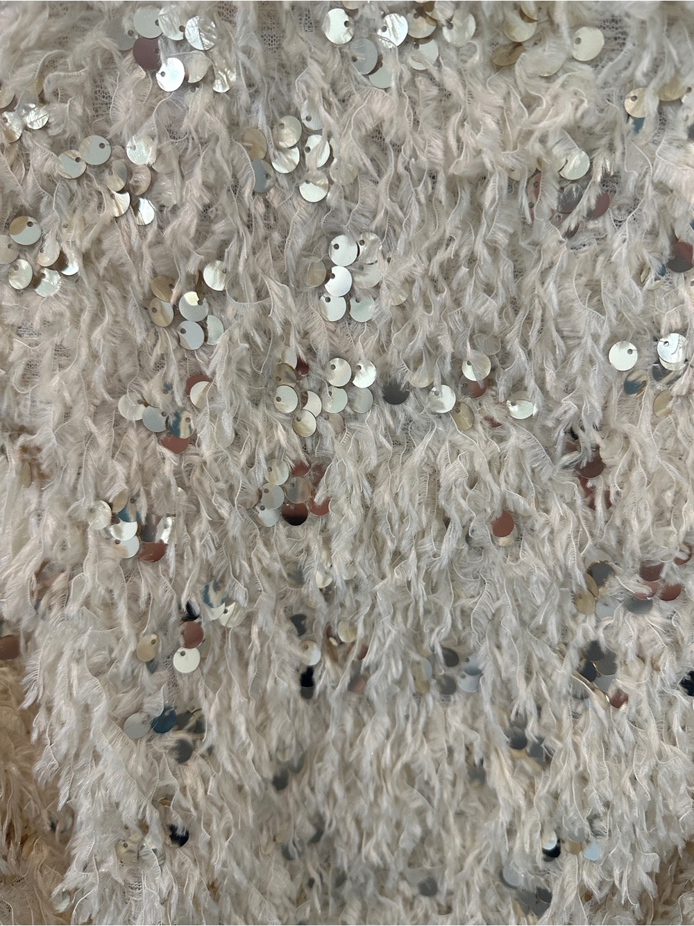 Anthropologie Ivory Textured Fuzzy Open Front Cardigan - Picture 3 of 4